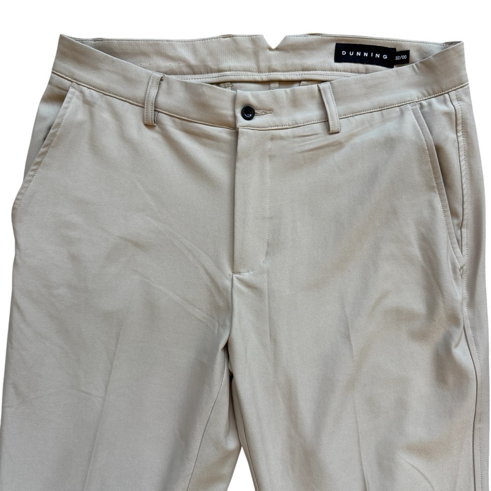 Dunning Men's Golf Pants Beige Khaki Stretch Performance Flat Front 32x32 Summer